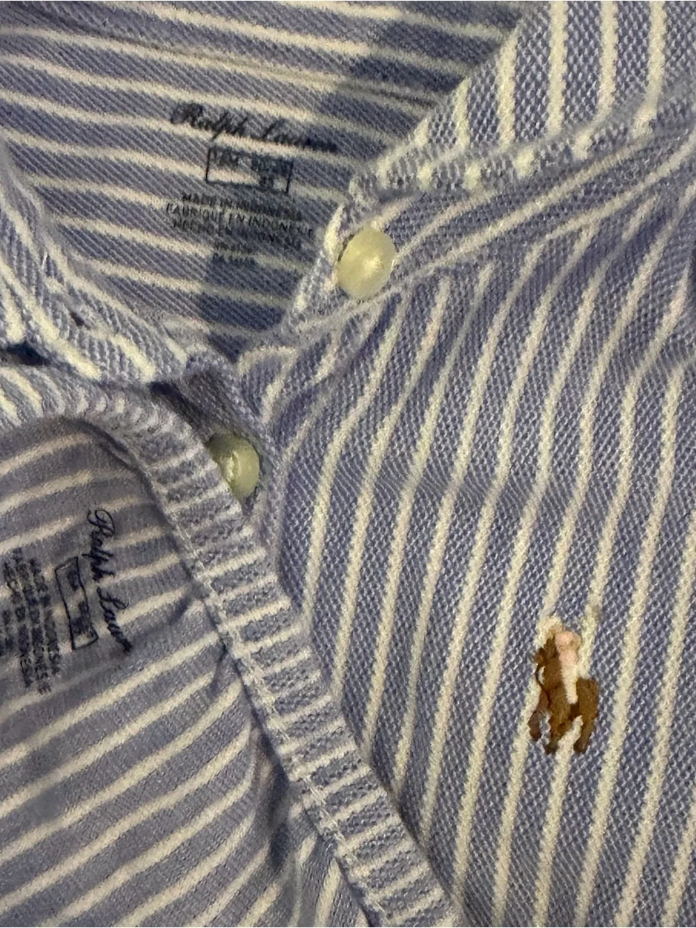 Ralph Lauren blue white stripe button down collar dress with bloomers